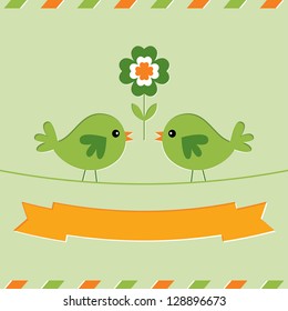 St. Patrick's Day card with cute birds