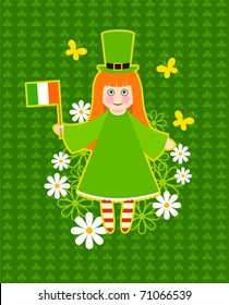 St. Patrick's Day card with cute girl