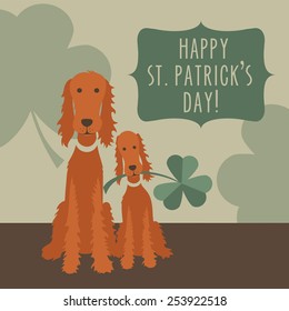 St Patricks Day card design with Irish Setters and Shamrocks