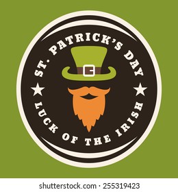 St. Patricks Day card design. Vintage holiday badge design. Have a lucky day