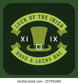 St. Patrick's Day card design. Vintage holiday badge design