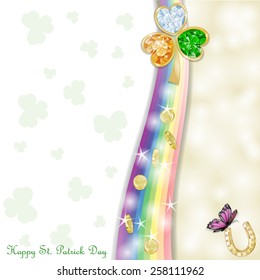 St. Patrick's Day card design with coins and clover