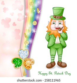 St. Patrick's Day card design with coins and clover
