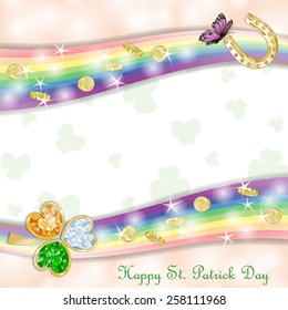 St. Patrick's Day card design with coins and clover