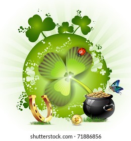 St. Patrick's Day card design with butterfly and clover