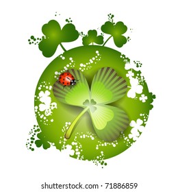 St. Patrick's Day card design and clover and ladybug
