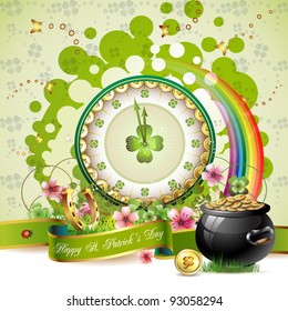 St. Patrick's Day card design with clock