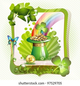 St. Patrick's Day card design with hat and coins