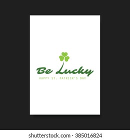 St Patrick's Day Card, Flyer, Cover Background Template Design - Be Lucky