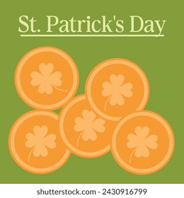 St. Patrick's Day card with golden coins green yellow money