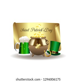 
St. Patrick's day card with a green drink and a hat.


