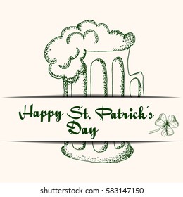 St. Patrick's day card. Hand drawn ink sketch vector illustration.