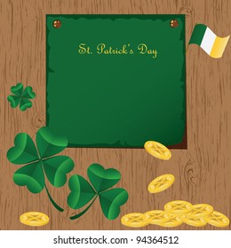 St Patrick's Day card with  Irish holidays symbols. Vector illustration