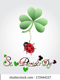 St. Patrick's Day card with ladybug and big clover