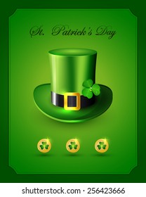 St. Patrick's Day card with Leprechaun green hat.