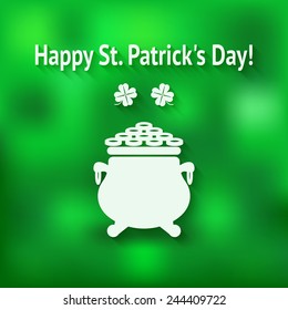 St. Patricks Day card with pot of coins - vector illustration. eps 10