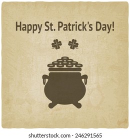 St. Patricks Day card with pot of coins - vector illustration. eps 10
