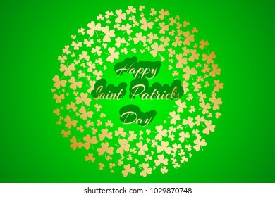 St Patrick's day card. Round Shamrock frame. Vector illustration for Saint Patrick Day Greeting Card