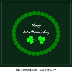 St. Patrick's day card with round frame and shamrock