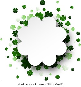 
St. Patrick's day card with shamrocks. Vector paper illustration.
