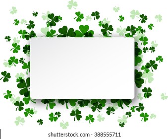 St. Patrick's day card with shamrocks. Vector paper illustration.