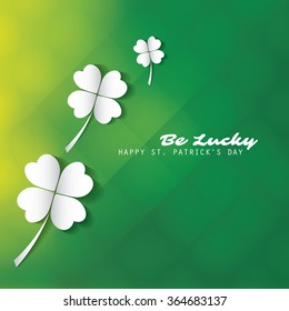 St Patrick's Day Card Template Design With Green Blurred Background - Be Lucky