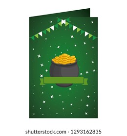 st patricks day card with treasure cauldron