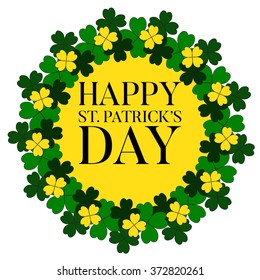 St. Patrick's Day Card. Vector. Circle frame with clover