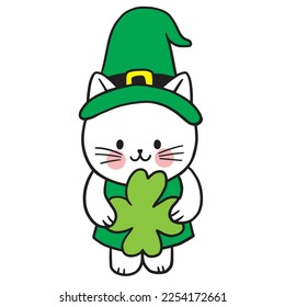 ST patrick's day cartoon cute character cat vector.