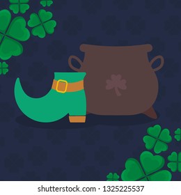 st patricks day cauldron with boot leprechaun