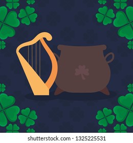 st patricks day cauldron with harp