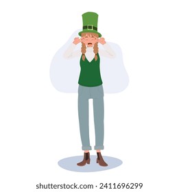 St Patricks Day Celebration. Cheerful Woman Enjoying St Patricks Day Party