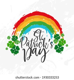 St. Patrick's Day celebration concept with Rainbow View on white background. Typography.