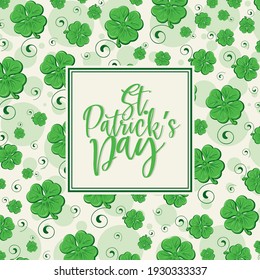 St. Patrick's Day celebration concept with Irish lucky shamrock leaves.