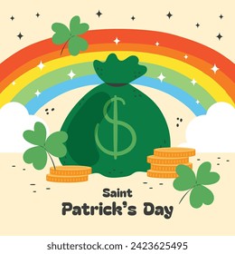 St. Patrick's Day Celebration. Happy Saint Patrick's Day background. March 17. Cartoon Vector illustration design for Poster, Banner, Flyer, Greeting, Card, Cover, Post, Invitation. Ireland Feast day.