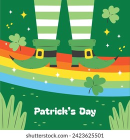 St. Patrick's Day Celebration. Happy Saint Patrick's Day background. March 17. Cartoon Vector illustration design for Poster, Banner, Flyer, Greeting, Card, Cover, Post, Invitation. Ireland Feast day.