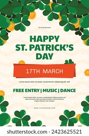 St. Patrick's Day Celebration. Happy Saint Patrick's Day background. March 17. Cartoon Vector illustration design for Poster, Banner, Flyer, Greeting, Card, Cover, Post, Invitation. Ireland Feast day.