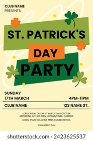 St. Patrick's Day Celebration. Happy Saint Patrick's Day background. March 17. Cartoon Vector illustration design for Poster, Banner, Flyer, Greeting, Card, Cover, Post, Invitation. Ireland Feast day.