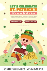 St. Patrick's Day Celebration. Happy Saint Patrick's Day background. March 17. Cartoon Vector illustration design for Poster, Banner, Flyer, Greeting, Card, Cover, Post, Invitation. Ireland Feast day.