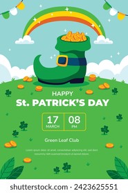 St. Patrick's Day Celebration. Happy Saint Patrick's Day background. March 17. Cartoon Vector illustration design for Poster, Banner, Flyer, Greeting, Card, Cover, Post, Invitation. Ireland Feast day.