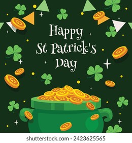 St. Patrick's Day Celebration. Happy Saint Patrick's Day background. March 17. Cartoon Vector illustration design for Poster, Banner, Flyer, Greeting, Card, Cover, Post, Invitation. Ireland Feast day.