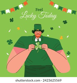 St. Patrick's Day Celebration. Happy Saint Patrick's Day background. March 17. Cartoon Vector illustration design for Poster, Banner, Flyer, Greeting, Card, Cover, Post, Invitation. Ireland Feast day.