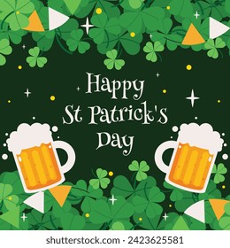 St. Patrick's Day Celebration. Happy Saint Patrick's Day background. March 17. Cartoon Vector illustration design for Poster, Banner, Flyer, Greeting, Card, Cover, Post, Invitation. Ireland Feast day.