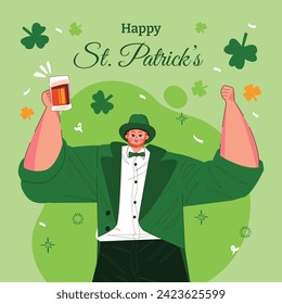 St. Patrick's Day Celebration. Happy Saint Patrick's Day background. March 17. Cartoon Vector illustration design for Poster, Banner, Flyer, Greeting, Card, Cover, Post, Invitation. Ireland Feast day.
