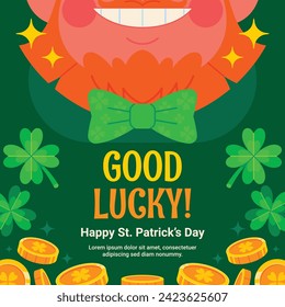 St. Patrick's Day Celebration. Happy Saint Patrick's Day background. March 17. Cartoon Vector illustration design for Poster, Banner, Flyer, Greeting, Card, Cover, Post, Invitation. Ireland Feast day.