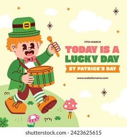 St. Patrick's Day Celebration. Happy Saint Patrick's Day background. March 17. Cartoon Vector illustration design for Poster, Banner, Flyer, Greeting, Card, Cover, Post, Invitation. Ireland Feast day.