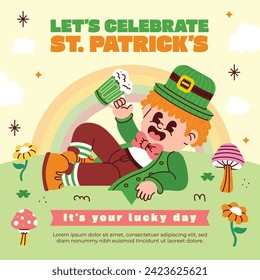 St. Patrick's Day Celebration. Happy Saint Patrick's Day background. March 17. Cartoon Vector illustration design for Poster, Banner, Flyer, Greeting, Card, Cover, Post, Invitation. Ireland Feast day.
