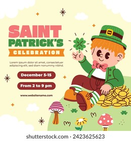 St. Patrick's Day Celebration. Happy Saint Patrick's Day background. March 17. Cartoon Vector illustration design for Poster, Banner, Flyer, Greeting, Card, Cover, Post, Invitation. Ireland Feast day.