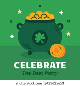 St. Patrick's Day Celebration. Happy Saint Patrick's Day background. March 17. Cartoon Vector illustration design for Poster, Banner, Flyer, Greeting, Card, Cover, Post, Invitation. Ireland Feast day.