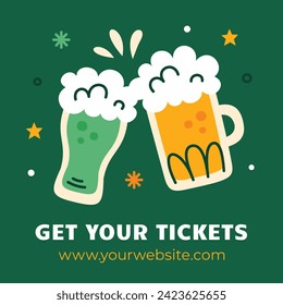 St. Patrick's Day Celebration. Happy Saint Patrick's Day background. March 17. Cartoon Vector illustration design for Poster, Banner, Flyer, Greeting, Card, Cover, Post, Invitation. Ireland Feast day.